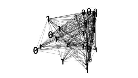 1s and 0s Decentralized Network Stock Footage 130955997