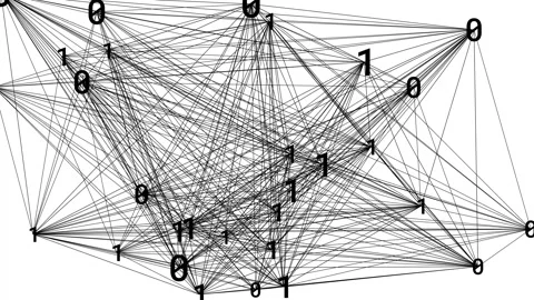 1s and 0s Decentralized Network Stock Footage 130956014
