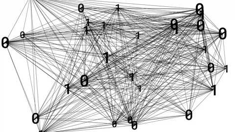 1s and 0s Decentralized Network Stock Footage 130956028