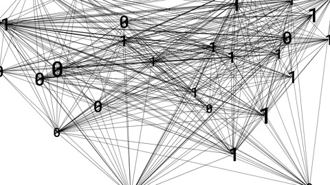 1s and 0s Decentralized Network Stock Footage 130956043