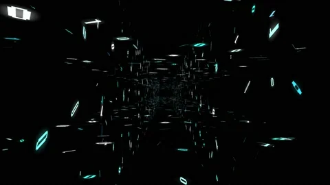 1s and 0s Programing Computer Code Technology in a Seamless Tunnel Loop - Stock Footage 130299148