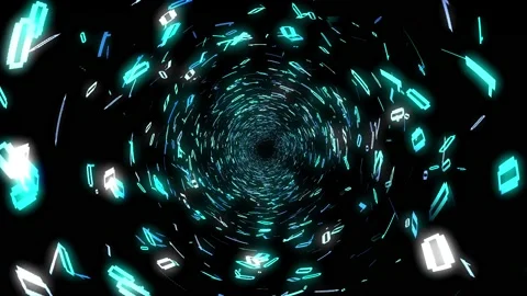 1s and 0s Programing Computer Code Technology in a Seamless Tunnel Loop - Stock Footage 130299167