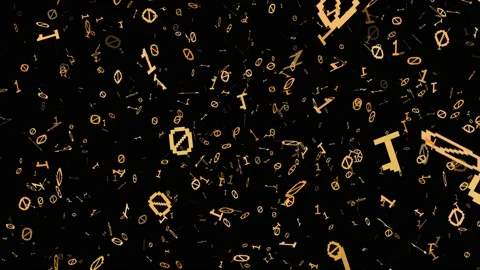 1s and 0s Yellow Programing Computer Code Technology in a Seamless Particle Loop Stock Footage 130363625