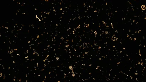 1s and 0s Yellow Programing Computer Code Technology in a Seamless Particle Loop Stock Footage 130363694