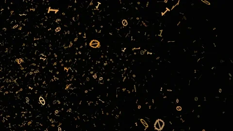 1s and 0s Yellow Programing Computer Code Technology in a Seamless Particle Loop Stock Footage 130363696