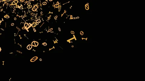 1s and 0s Yellow Programing Computer Code Technology in a Seamless Particle Loop Stock Footage 130363709