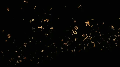 1s and 0s Yellow Programing Computer Code Technology in a Seamless Particle Loop Stock Footage 130364411