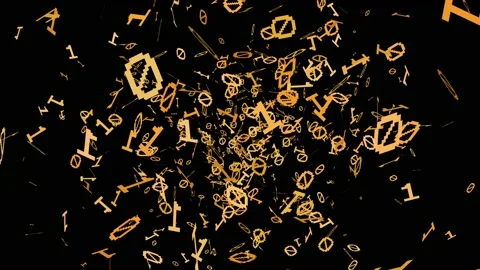 1s and 0s Yellow Programing Computer Code Technology in a Seamless Particle Loop Vídeo Stock 130364500