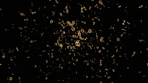 1s and 0s Yellow Programing Computer Code Technology in a Seamless Particle Loop Stock Footage 130365766