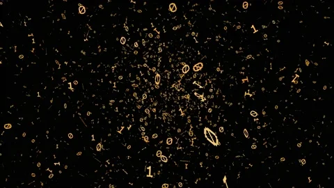 1s and 0s Yellow Programing Computer Code Technology in a Seamless Particle Loop Stock Footage 130365941