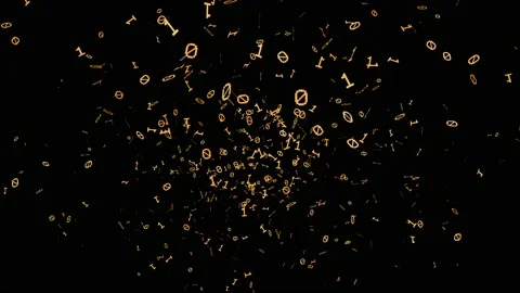 1s and 0s Yellow Programing Computer Code Technology in a Seamless Particle Loop Stock Footage 130387650