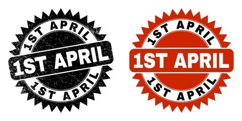 1ST APRIL Black Rosette Stamp with Grunged Surface Illustrazione stock