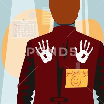 1st April fool day illustration with hand imprint on back. Stock Illustration