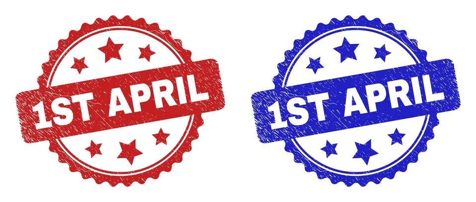 1ST APRIL Rosette Watermarks Using Unclean Texture Illustrazione stock