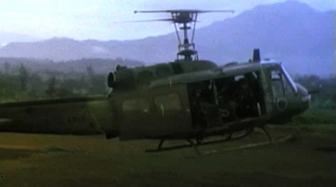 1st Cavalry Division, Huey in flight, Vietnam,1966 Video stock 24472728