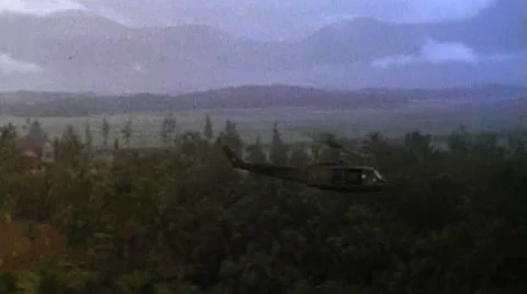 1st Cavalry Division, Huey in flight, Vietnam, 1966 Stock Footage 24492067