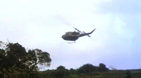 1st Cavalry Division, Hueys flying, Vietnam,1966 Stock Footage 24474182