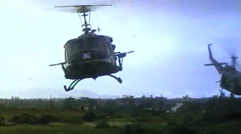1st Cavalry Division, Hueys Take off, Vietnam 1966 Stock Footage 24474320