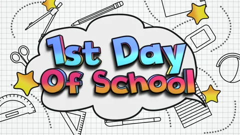 1st Day Of School with school elements on paper Stock Footage 201588397