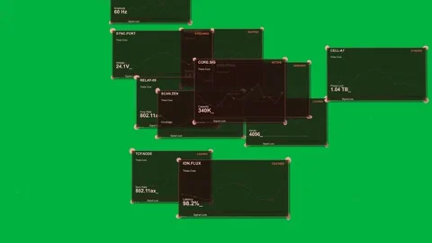 1st panel appearing HUD panels spawning stacking dispersing while showing Stock Footage 334118874