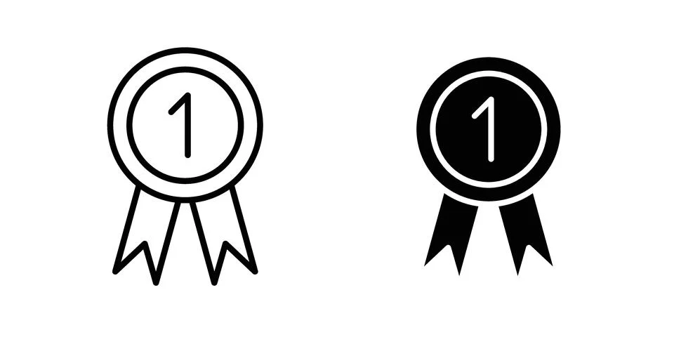 1st place icon vector concepts, line and silhouette style Stock Illustration