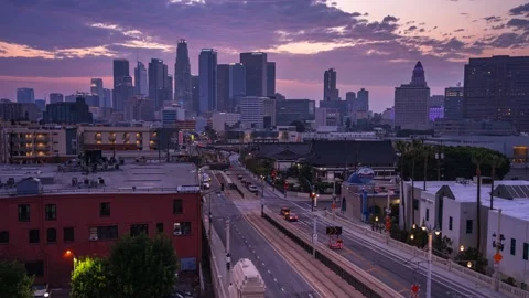 1st rooftop sunset clouds dtla city hall 09-01-21 h264-420 BT709L 4KUHD 24 U Stock Footage 165374703