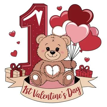 1st Valentine's Day Stock Illustration