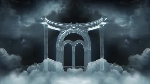 1Stormy dark cloudy sky with classic pilars and altar, background and vj loop Stock Footage 288277871