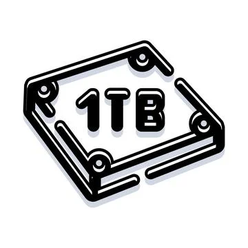 1tb storage capacity icon representing digital technology Stock Illustration