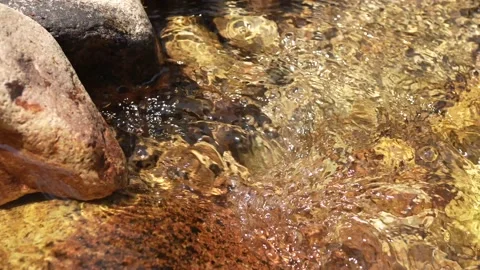 1The River Of The Wild Mountains Is Located Near A Transparent Stream. Rock R Stock Footage 136511172