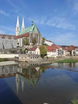 2-04-29 view of the old town with gothic medieval St. Peter and Paul Church Stock Photos