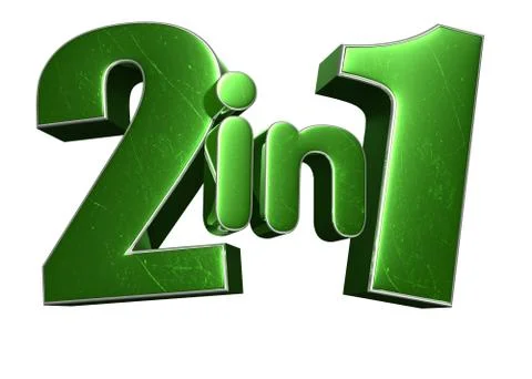 2 in 1 green 3d rendering on white background.(with Clipping Path). Stock Illustration