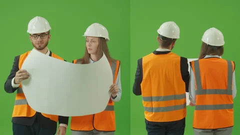 2-in-1 Split Green Screen. Designers Man and Woman are Discussing a Project Stock Footage 224777802