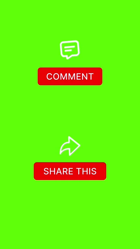 2-in-1 Subscribe Button Pack: Like, Share, Comment - Green Screen - 4K Vertical Stock Footage 327019551