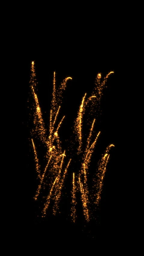 2 in 1 Yellow fireworks like rocket launches on black background with matte. Stock Footage 327675320