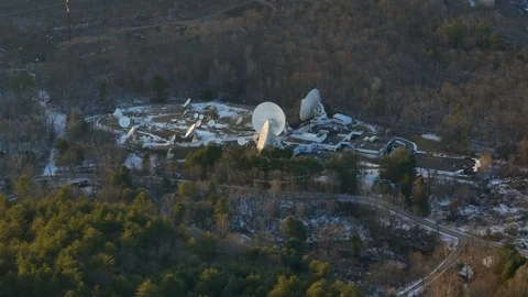 2 of 2: Aerial view of satellite dish antenna array Stock Footage 121296220