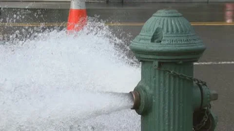 2 of 2 Fire Hydrant Spraying Stock Footage 10564931