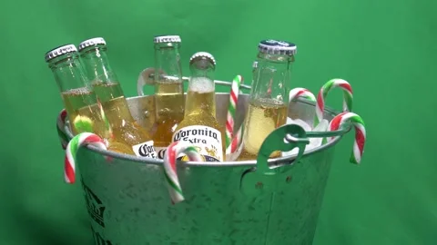 2-2 green screen christmas candy canes hangining in corona extra metal Stock Footage 145147848