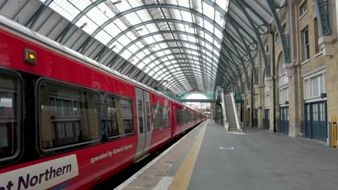 2 7 2022 Almost empty railway station in King Cross Railway Station, London,  Stock Footage 213590134