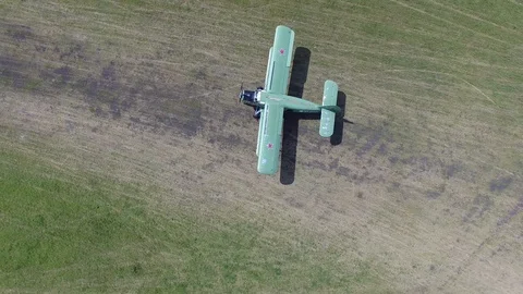 AN-2 aircraft moving on the ground Stock Footage 95772739