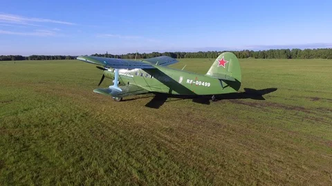 AN-2 aircraft ready to take off Stock Footage 95773082