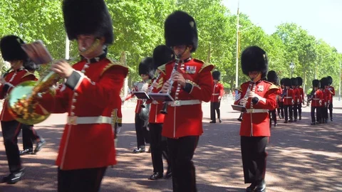 2 Angles - Buckingham Palace Changing Of The Guard - London, UK - June, 2018 Stock Footage 96688001