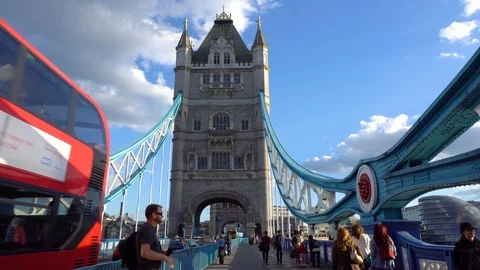 2 Angles - London Tower Bridge - London, UK - July, 2018 Stock Footage 96691039
