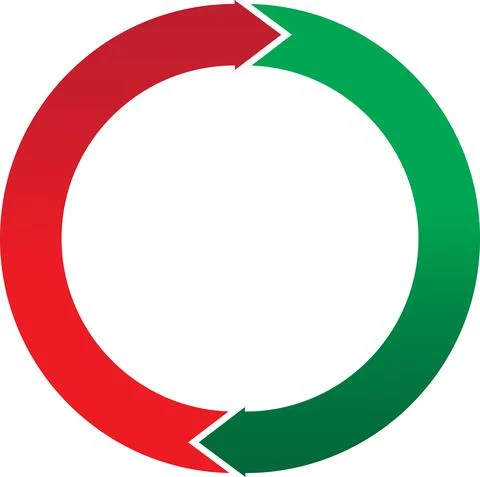 2 arrows for circle chart green and red Stock Illustration
