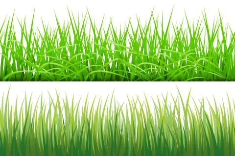 2 Backgrounds Of Green Grass, Isolated On White Background, Vector Illustrati 스톡 일러스트