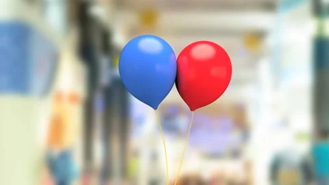 2 balloons moving toward each other, fighting, 3D rendering. animation. Stock Footage 107349783