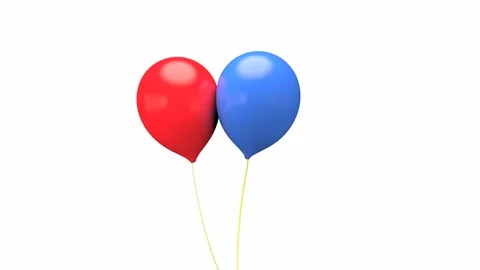 2 balloons moving toward each other, fighting, 3D rendering. animation. Stock Footage 107350180