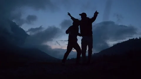 2 best friends dancing in mountain valley Stock Footage 160499993