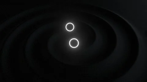 2 Black Hole System Gravity Field with Space Time Grid Video stock 348509311