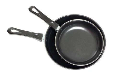 2 black pan's isolated on white Stock Photos